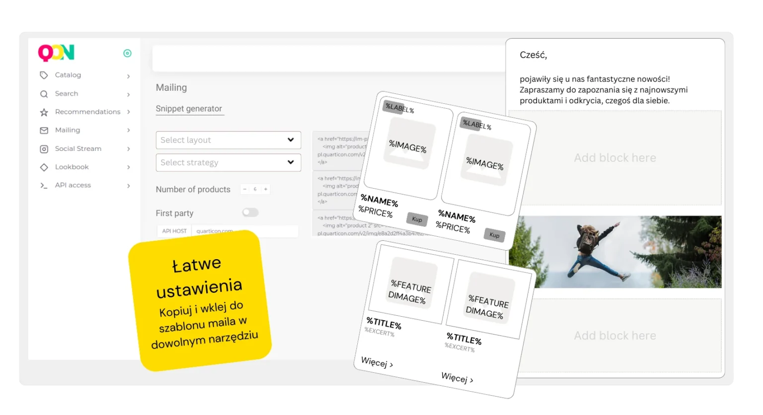 Dodaj blok produktowy do dowolnego maila