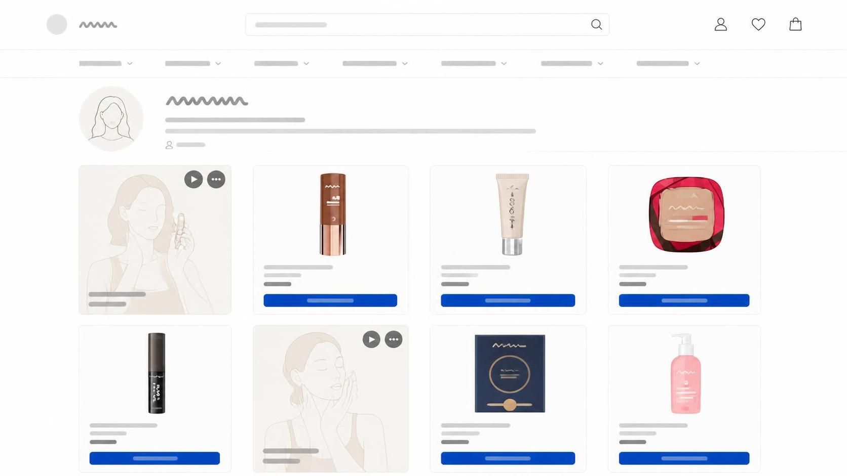 Social Storefront dla influencer&oacute;w od Quarticon - przykład strony z kosmetykami